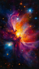 Wall Mural - Cosmic nebula, vibrant colors, swirling gas clouds, star clusters