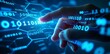 © raseldesigner93 - Digital Touch Interface: A human finger interacts with a futuristic digital interface, illuminated by binary code, highlighting technology's cutting-edge evolution.