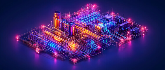 Fototapete - Abstract Digital Cityscape Graphic Design