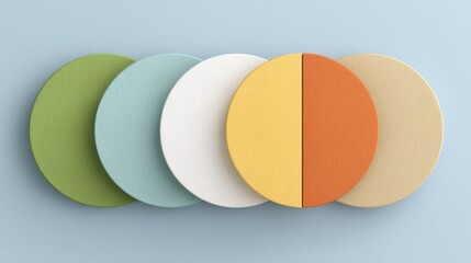 Poster - Abstract colorful semi-circles arranged in a row on a light blue background