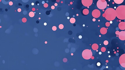 Abstract confetti background with pink, blue and white circles bokeh
