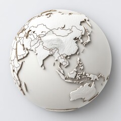 Aufkleber - Artistic globe model with a focus on Asia, showing geographical details.