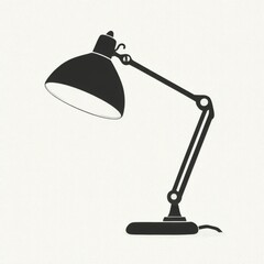 Poster - Black and white illustration of a classic desk lamp on a textured background