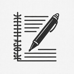 Aufkleber - Black pen writing on lined paper in a simple illustration on white background