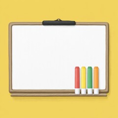 Aufkleber - Blank whiteboard with colorful markers on yellow background ready for your text