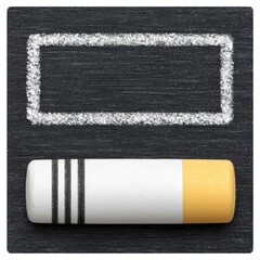 Poster - Chalkboard with a rectangular outline and a chalk stick, clean and simple design.