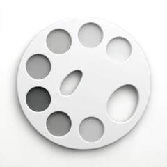 Poster - Close-up of a minimalist white artist's palette with grey paint shades