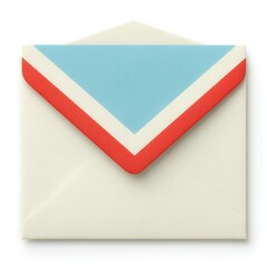 Poster - Close-up of a stylish cream envelope with a colorful geometric design