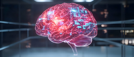 Fototapete - Digital Illustration Of A Glowing Red Brain