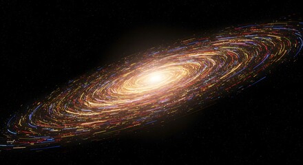 Poster - A mesmerizing view of a spiral galaxy with bright center and swirling arms against a dark space background