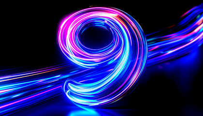 Poster - blurred light waves forming vibrant number nine