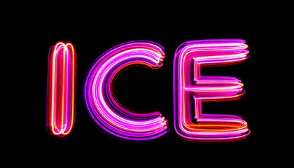 Poster - Blurred Light Waves Forming ICE Letters on Black Background