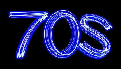 Poster - Blurred Light Waves Forming the Number 70s