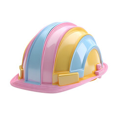 Leinwandbilder - Soft pastel colored 3D rendered hard hat with a structured geometric design ideal for construction industrial and workplace safety themes
