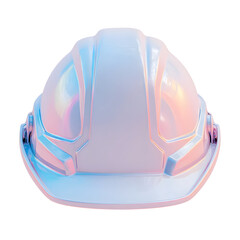 Poster - Vibrant and soft pastel toned 3D render of a modern futuristic safety helmet with a central ridge and flared sides