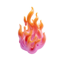 Poster - Bright smooth and vivid pastel 3D rendering of an abstract stylized fire symbol with a soft orange pink gradient floating against a clean white background