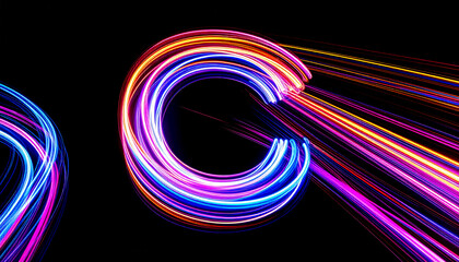 Poster - Blurred Light Waves Forming Dynamic C Letters on Dark Background