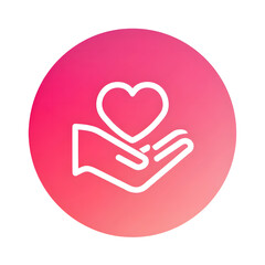 Poster - A minimalist vibrant pink icon depicting a caring hand gently holding a white heart symbol representing kindness compassion and support for wellbeing