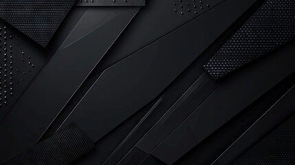 Poster - Abstract geometric background featuring sharp. angular black shapes creating a dynamic and modern aesthetic. suitable for technology or design contexts