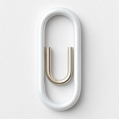 Poster - Elegant minimalist paperclip design in gold and white on a textured background.