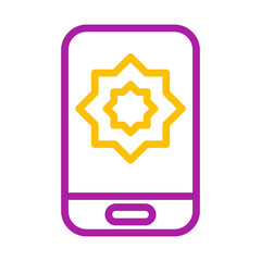 Poster - Stylized depiction of a mobile device with a geometric star design display