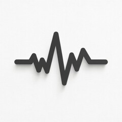 Poster - Minimalist black heartbeat line icon on a textured white background with shadows.