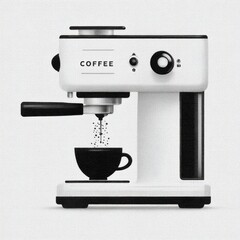 Poster - Minimalist coffee machine brewing fresh espresso in a modern, clean design.