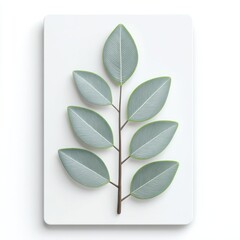 Poster - Minimalist illustration of a plant stem with leaves on a white background