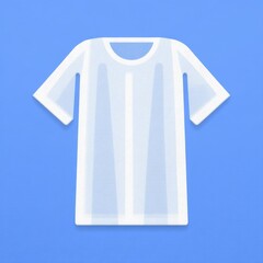 Poster - Minimalist illustration of a white t-shirt on a blue background, simple design