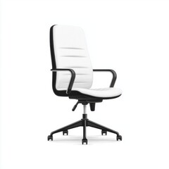 Poster - Modern white office chair with black accents isolated on a white background.
