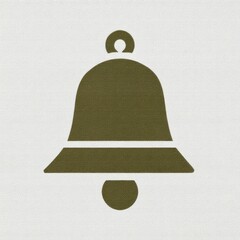 Poster - Olive green bell icon on a textured white background for notifications and alerts.