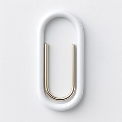 Poster - Stylish white paperclip with gold accents on a clean white textured surface