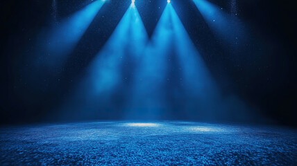 Poster - Festive blue background with spotlight highlighting abstract Christmas design for night event