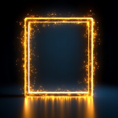 Poster - golden, glowing rectangle frame on dark background