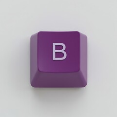 Poster - Keyboard Key with Letter B, Purple Color on Light Background