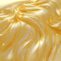 Poster - golden liquid swirls with shimmering particles