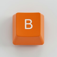 Poster - Orange Keyboard Key with Letter B on White Background - Top View