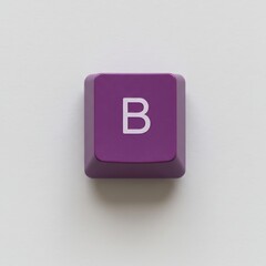 Fototapete - Purple Keyboard Keycap Letter B on White Background from Above