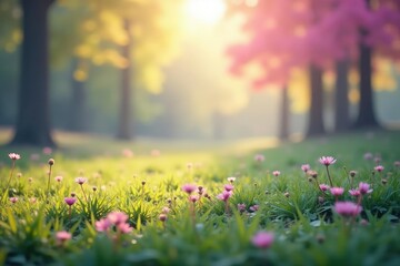 Wall Mural - Abstract blurred nature scene, calming pastel hues, nature, element