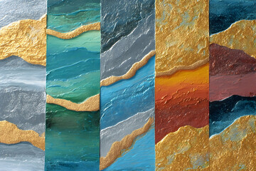 Poster - Abstract art panel with textured layers and gold accents.