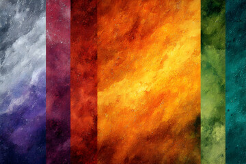 Poster - Colorful abstract design with textured vertical bands.