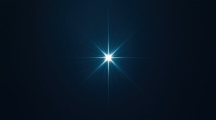 Wall Mural - A single bright star shines in a dark sky, radiating light with a lens flare effect.