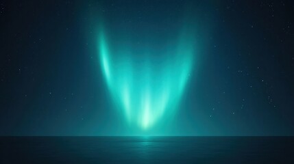 Wall Mural - A stunning aurora borealis glows above a calm ocean under a starry night sky.