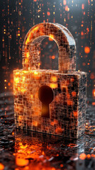 Poster - A glowing, futuristic looking lock with a keyhole. The lock is surrounded by a glowing, abstract pattern