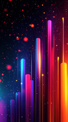 Poster - A colorful image of a starry sky with bright, colorful lines. The image is abstract and has a dreamy, ethereal quality to it