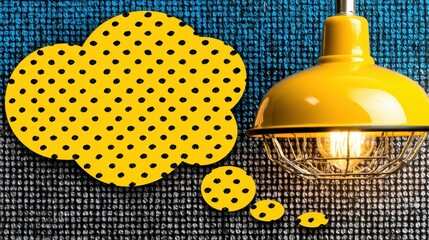 Poster - Vintage Style Light Bulb with Expressive Thought Bubble Design on Textured Background