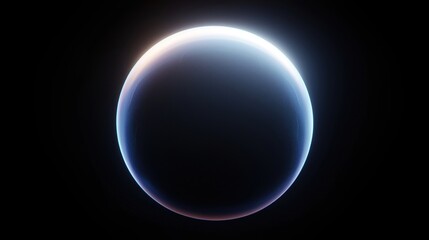 Wall Mural - A glowing blue planet is seen against a dark background, illuminated softly around its edges, evoking a sense of mystery and space.