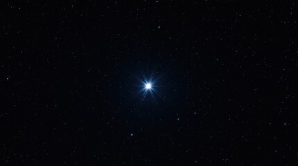 Wall Mural - A bright star shines among countless smaller stars in the vast, dark night sky.