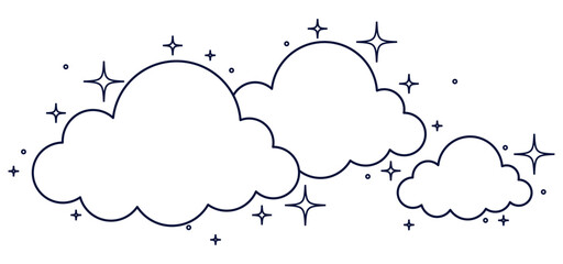 Wall Mural - dreamy cloud sparkle line doodle illustration vector