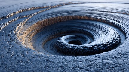 Fototapete - Abstract Blue and Gray Metallic Spiral Vortex 3D Render